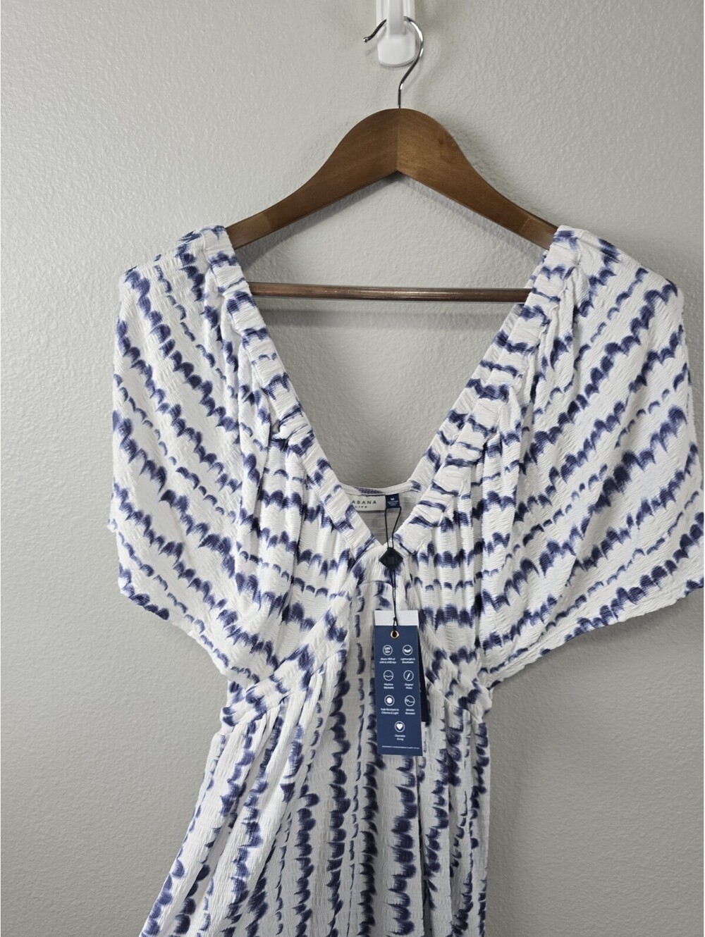 Womens Cabana Life Size Medium Beach Dress White And Blue Nwt/Swimsuit coverup - Picture 3 of 9